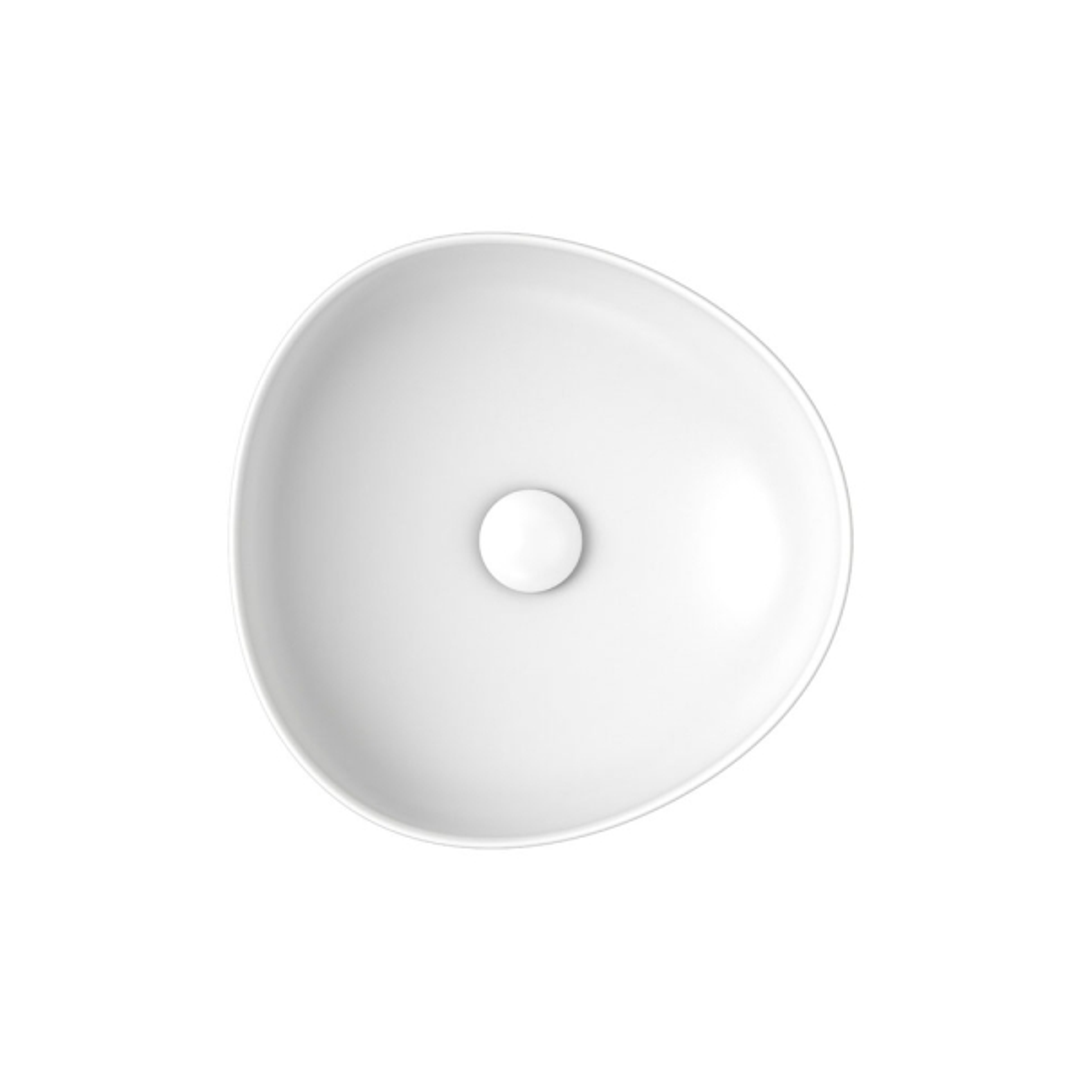 Pebble Small Above Counter Fienza Basin, Matte White