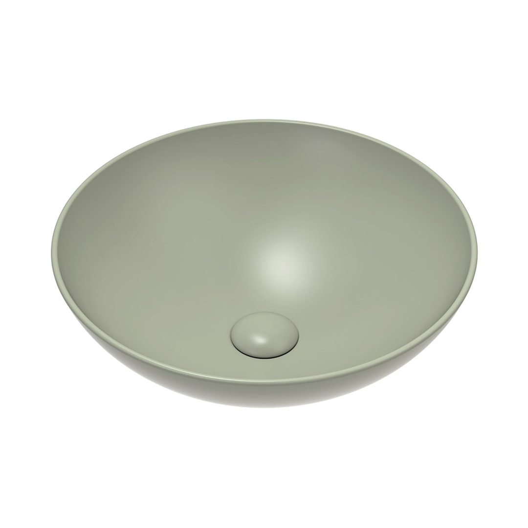 Fienza Aluca Slim Edge Basin 400mm Ceramic Above Counter - Matte Olive