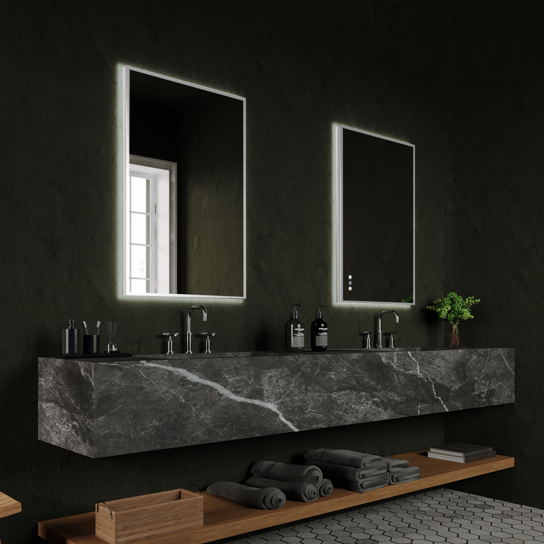 Remer R-Series Backlit Led 1200X750 Mirror With Demister - Milano White Frame