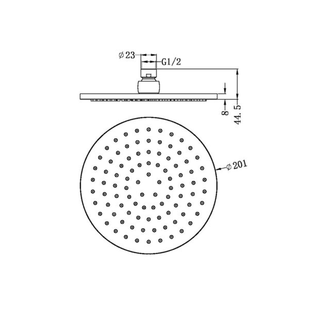 Nero 200Mm Round Shower Head - Chrome