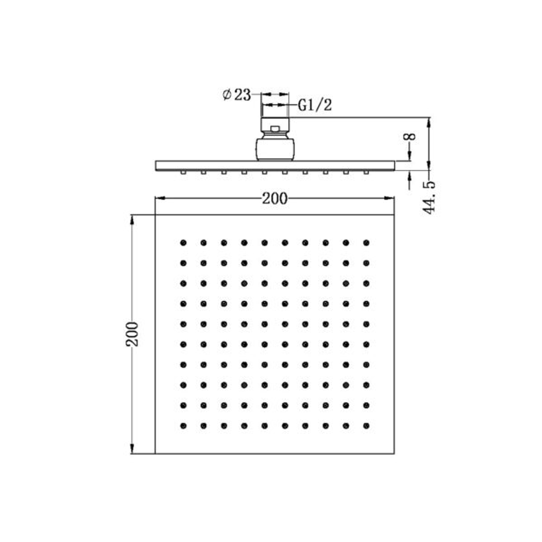 Nero 200Mm Square Shower Head - Matte Black