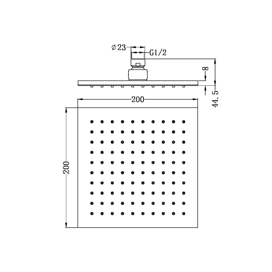 Nero 200Mm Square Shower Head - Matte Black
