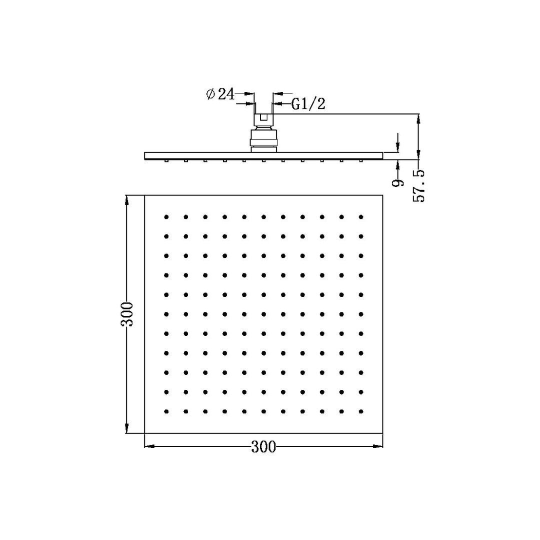 Nero 300Mm Square Shower Head - Matte Black