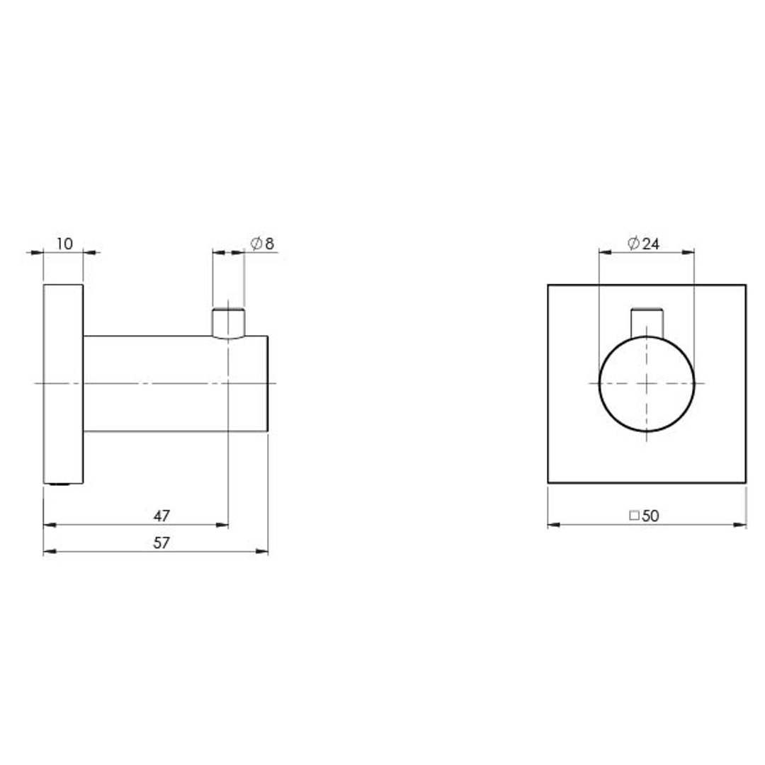 Phoenix Radii Robe Hook Square Plate - Chrome