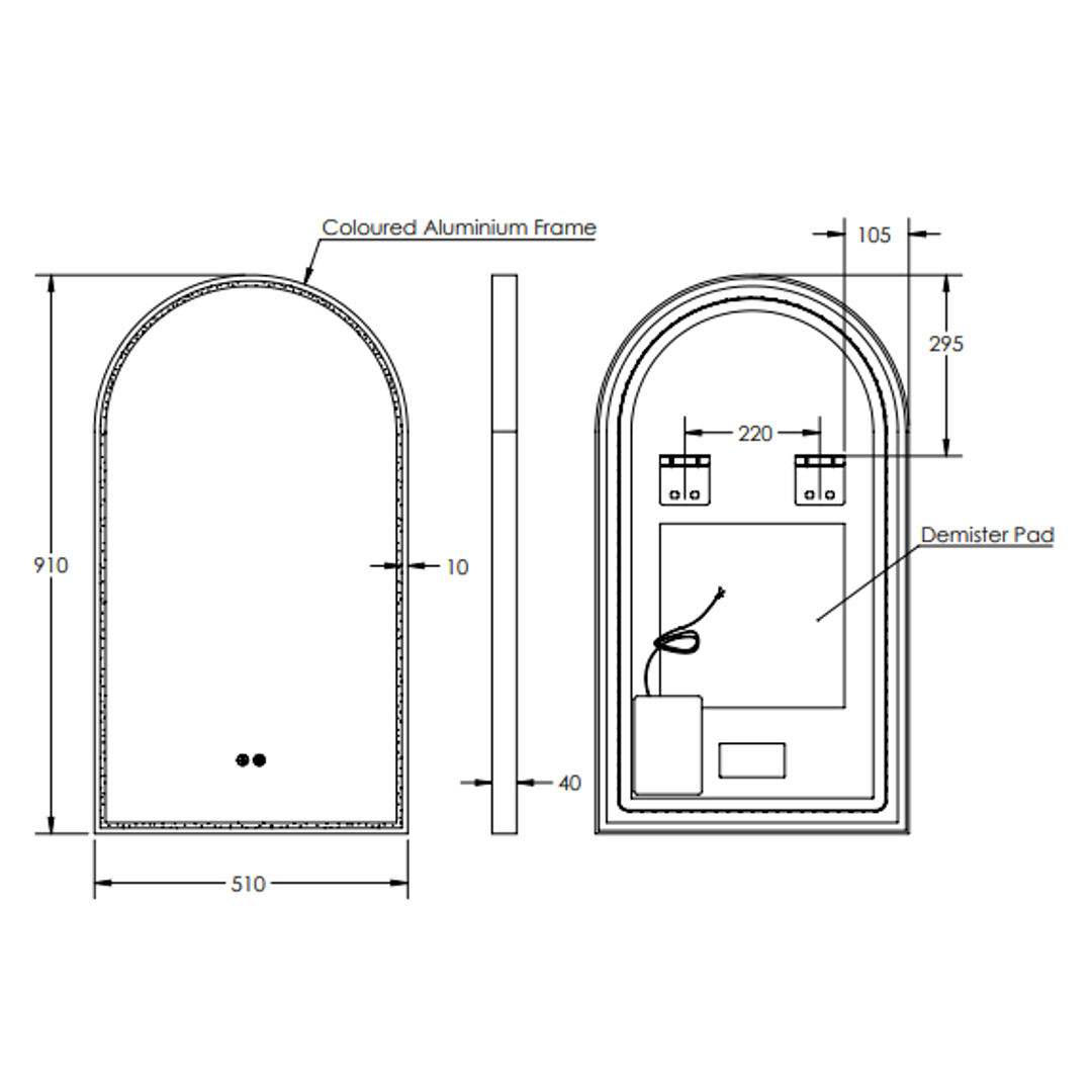 Arch 500D Led Remer Mirror Baltic Brass Frame With Mirage Magnifier