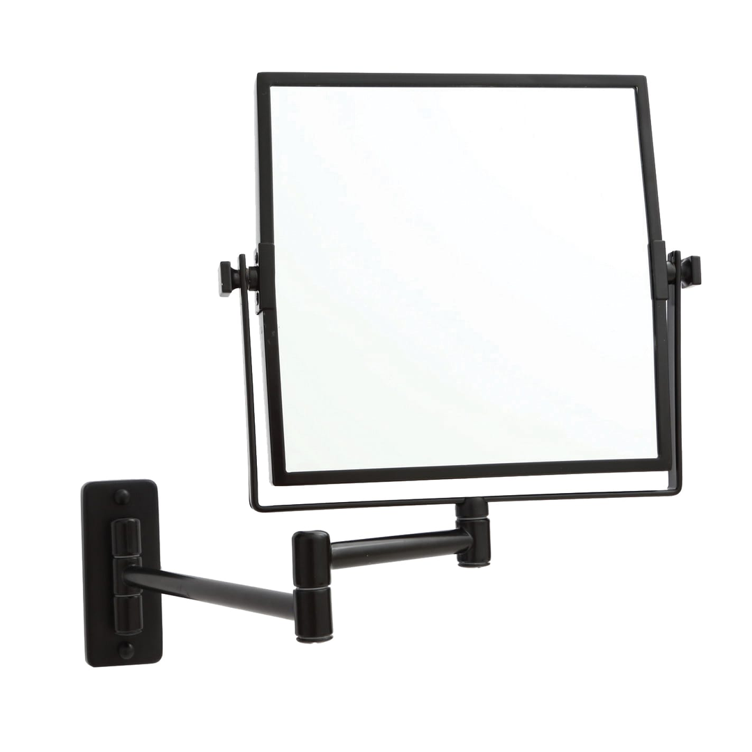 Thermogroup 1&5x Square Magnification Wall Mounted Shaving Mirror 200 x 200mm - Matt Black