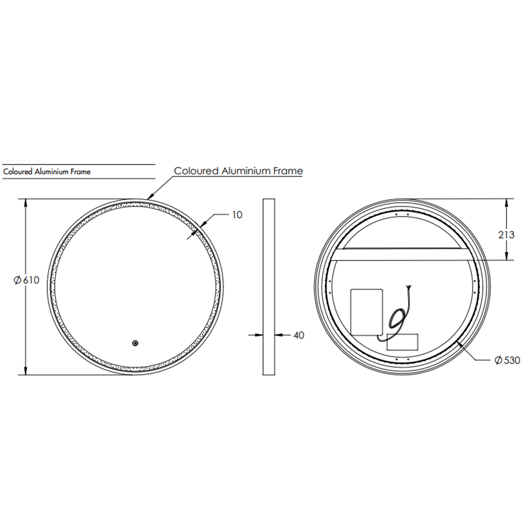 Sphere Led Remer Mirror 610W X 610H X 40D - Gunmetal