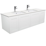 Fienza Sarah Crystal Pure Undermount Double Bowl Mila Wall Hung Vanity - 1500mm