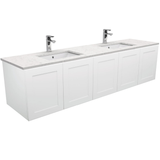 Fienza Sarah Bianco Marble Undermount Double Bowl Mila Wall Hung Vanity - 1800mm