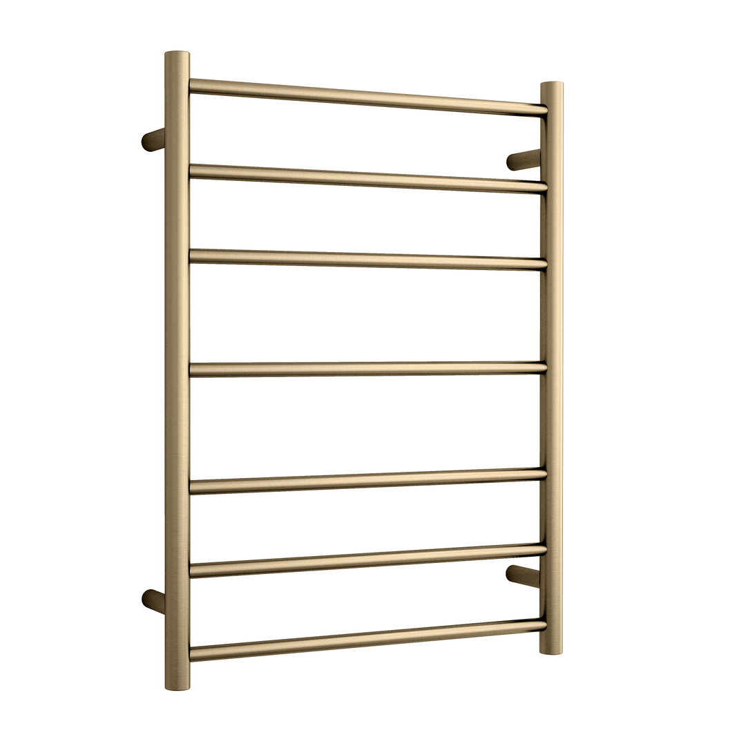Thermorail Straight/Round Heated 600X800X122mm 80 Watts 7 Bars - Brushed Brass