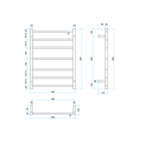 Thermorail STRAIGHT ROUND 600X800X122MM 120W 7 BARS MATTE BLACK