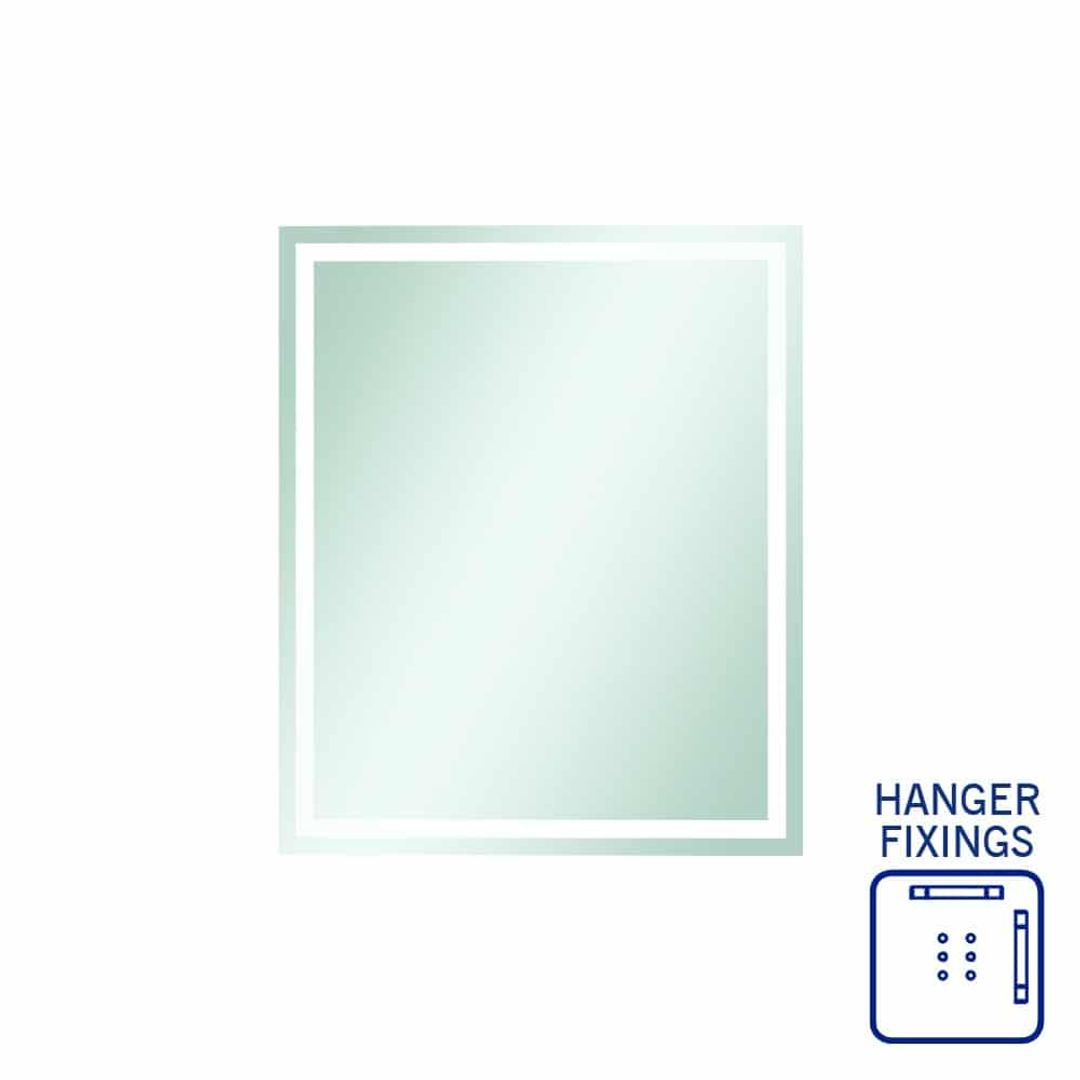 Thermogroup Sierra Rectangle Polished Edge Mirror with Sandblasted Border 900x750mm - With Hangers