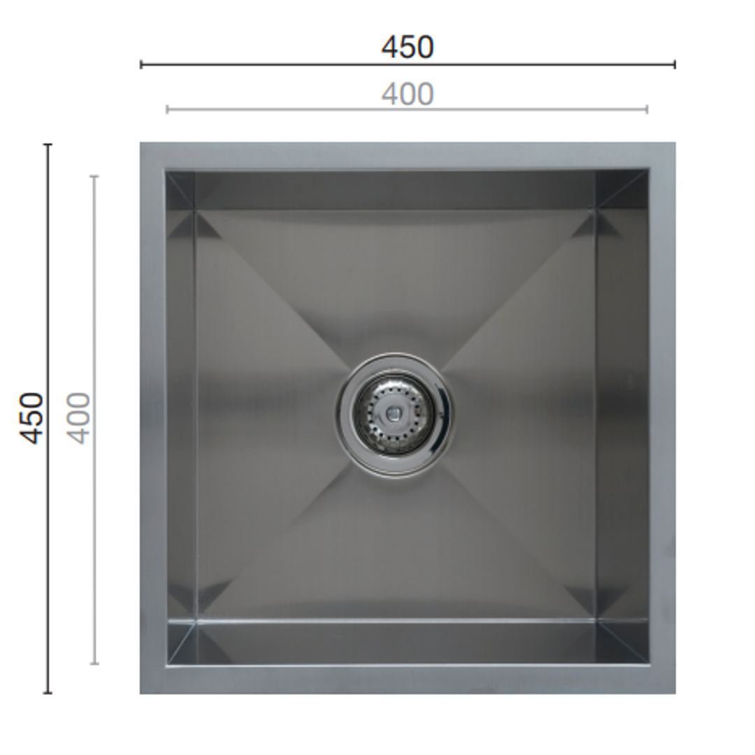 Uptown Single Square Interchange Sink 450 X 450 X 250 - Radius Corner