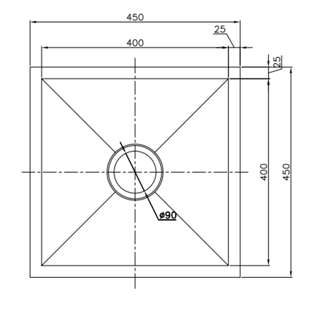 Uptown Single Square Interchange Sink 450 X 450 X 250 - Radius Corner