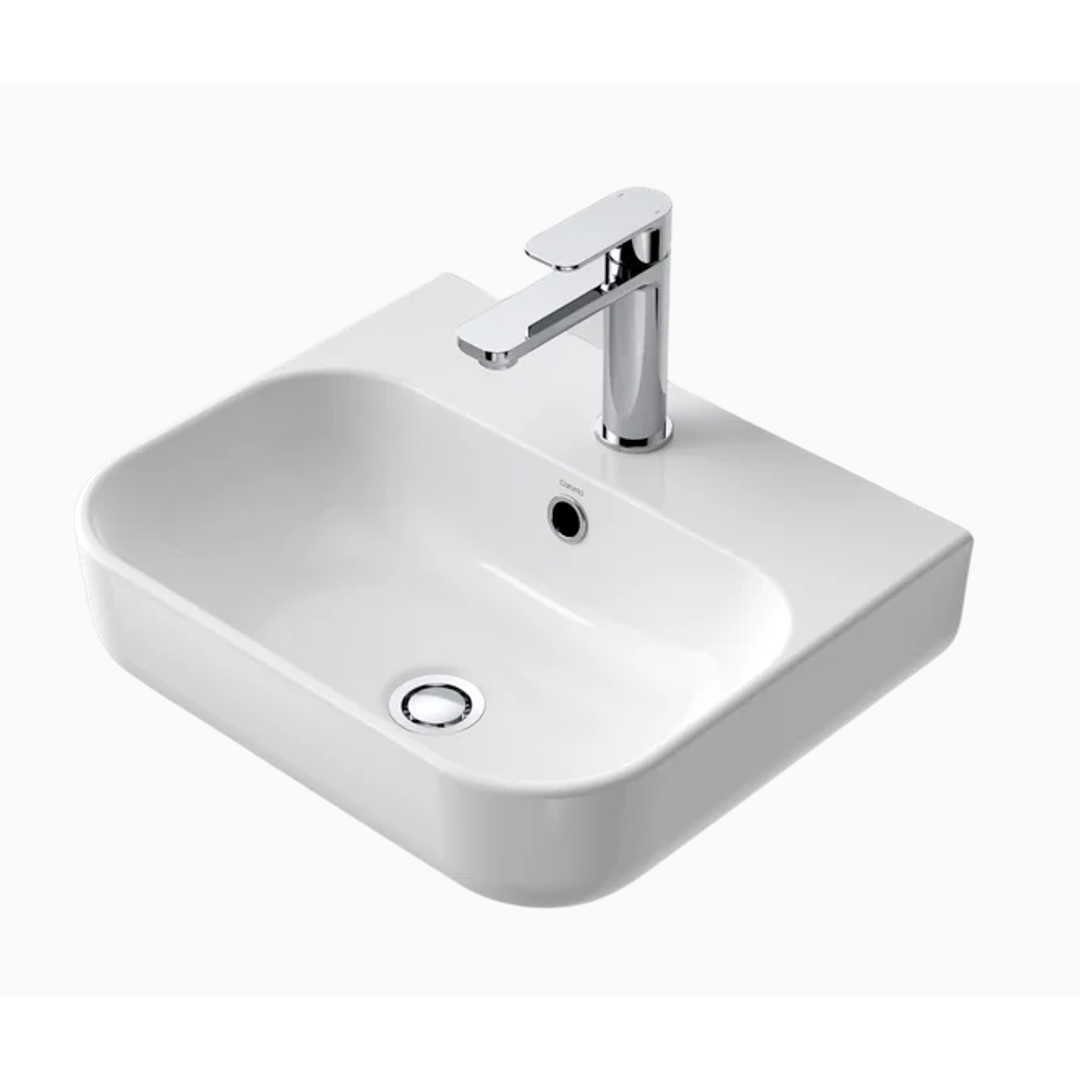 Luna Wall Caroma Basin  1 Tap Hole White
