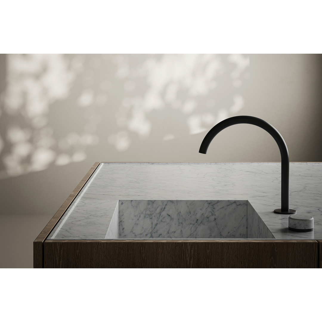 Nero Serenity Progressive Bath/Kitchen Mixer Arc Spout Matte Black - Arabescato Corchia Handle