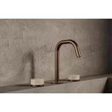 Nero Serenity Basin Set Edge Spout Brushed Bronze - Rome Travertine Handle