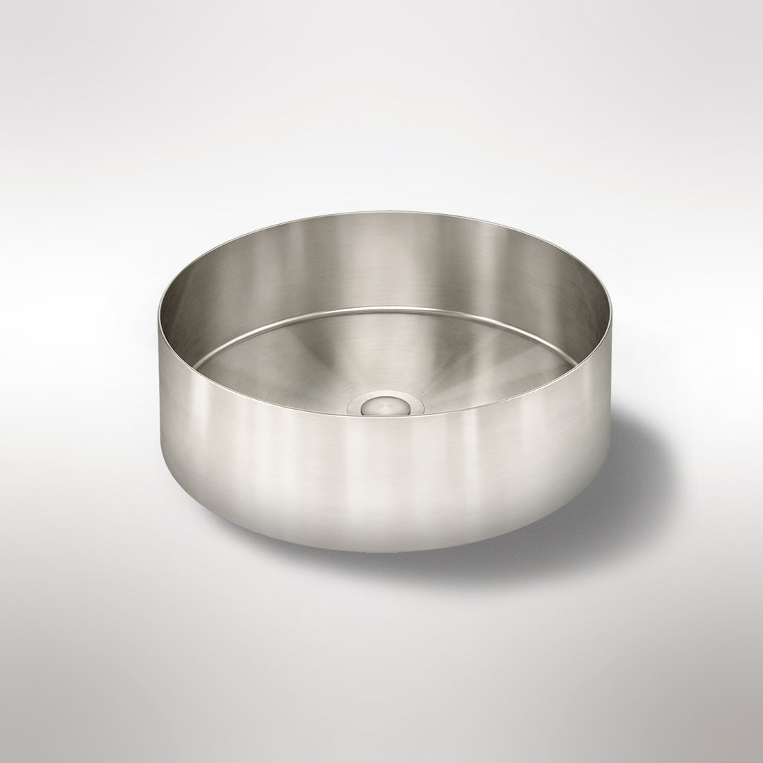 Meir Steel Round Bathroom Basin 380 X 110 - Brushed Nickel