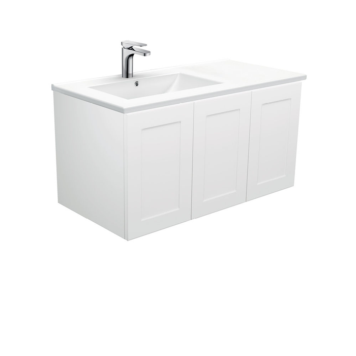 Fienza Dolce Left Offset Basin Mila Shaker Cab Wall Hung Vanity 1Th - 900mm