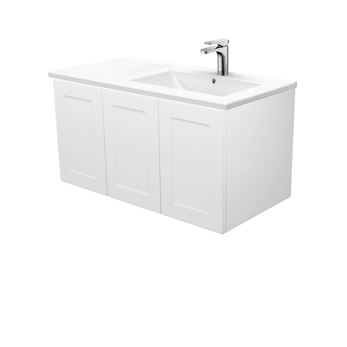 Fienza Dolce 900 Right Offset Basin Mila Shaker Cab Wall Hung Vanity 1Th