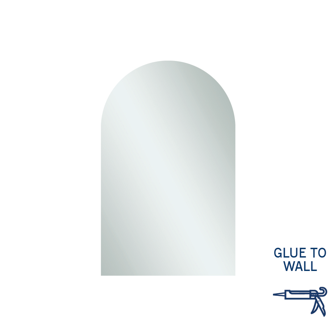 Thermogroup Aspen Polished Edge Arch Mirror 500x800mm - Glue to Wall