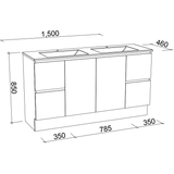 Timberline Nevada Floor Standing Vanity 1500mm Double Bowl Alpha Top