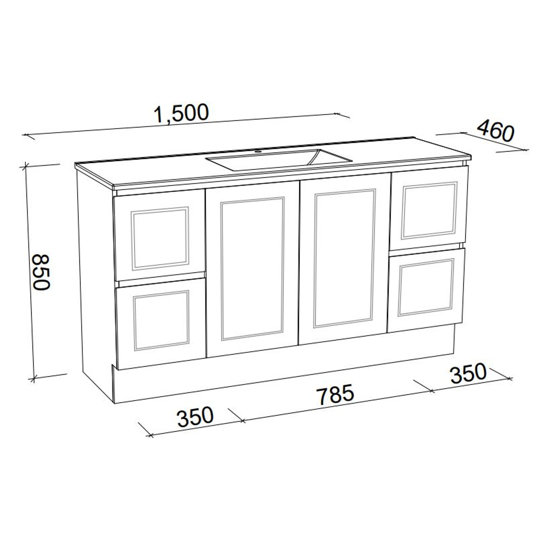 Timberline Nevada Classic Freestanding 1500mm Silksurface with Undercounter Basin