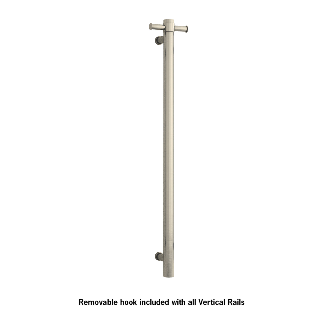 Thermoril Verticle Towel Bar Straight/Round With Hook 900x142x100mm 12V - Brushed Nickel (24Watt)