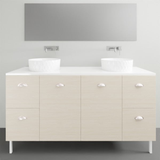 Timberline Nevada Vanity 1500 Dbl Bowl Silksurface White Gloss A/C Basin On Legs