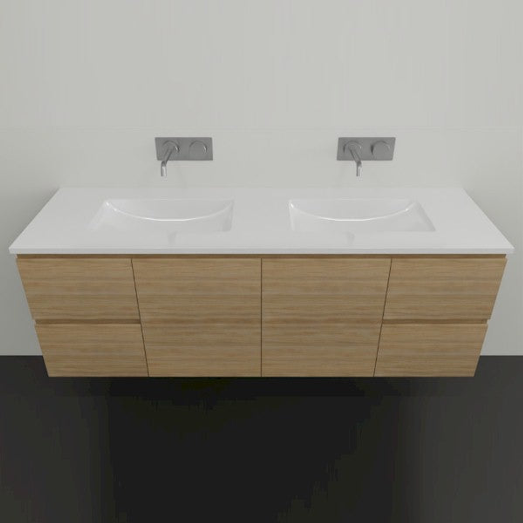 Timberline Nevada Vanity 1500mm Double Bowl Alpha Top Wall Hung