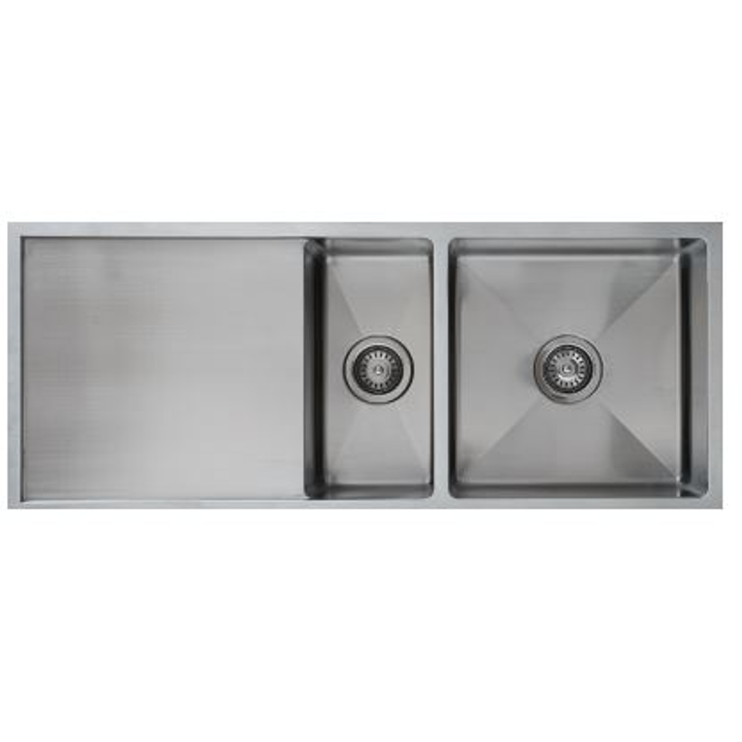 Interchange Uptown 250 1 & 1/2 Double Bowl Sink & Drainer Radius Corner - 1100X450X250