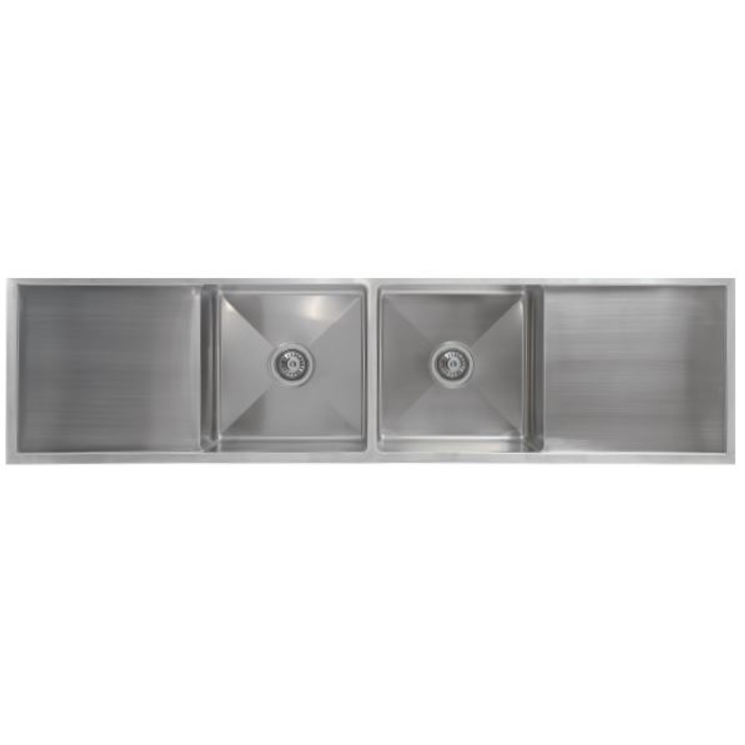 Interchange  Uptown 250 Double Bowl Sink with Drainer - 1725 X 450 X 250 Radius Corner