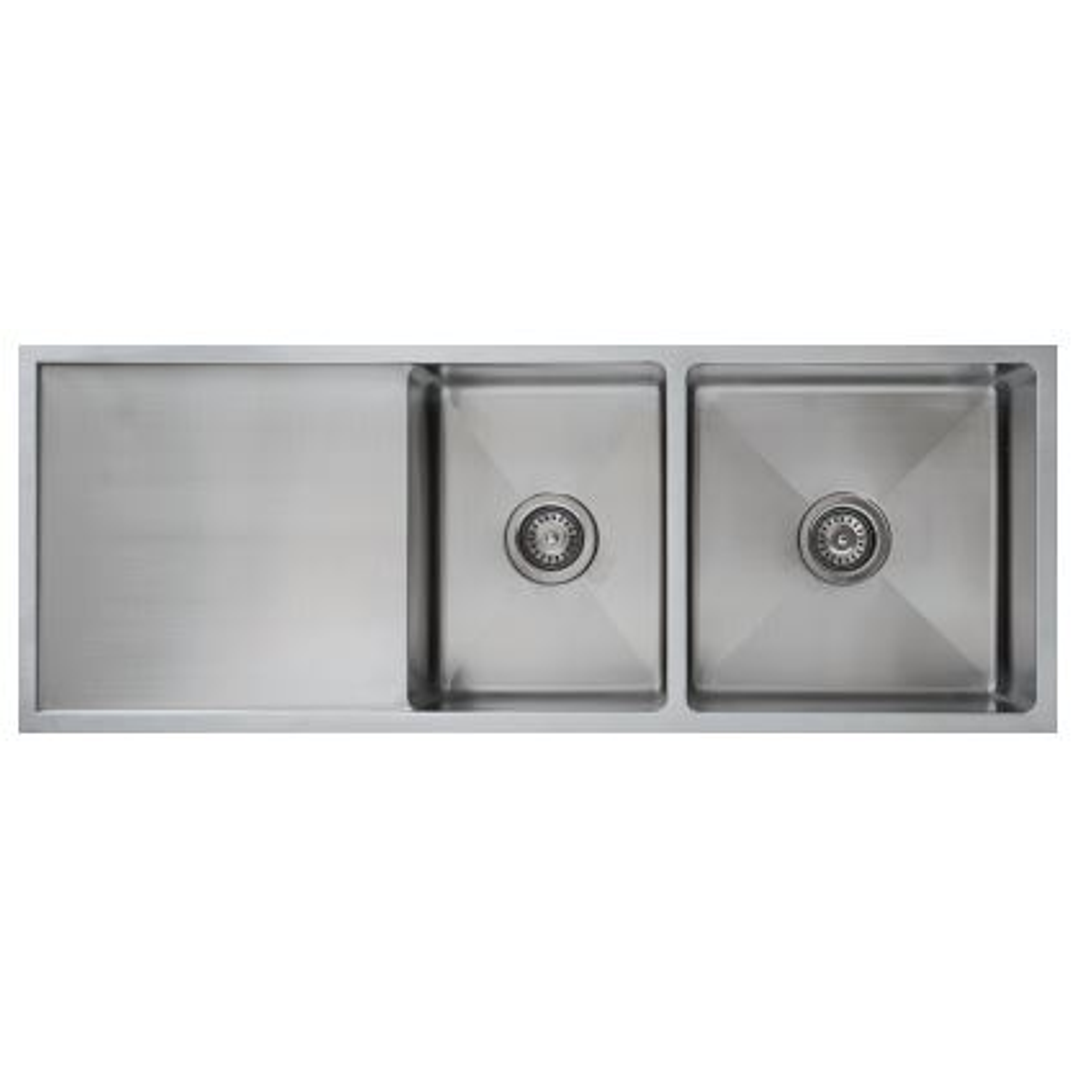 Interchange Uptown 250 1 & 3/4 Double Bowl Sink & Drainer Radius Corner - 1200X450X250