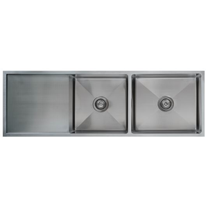 Interchange Uptown 250 Double Bowl Sink & Drainer Radius Corner - 1400 X 450 X 250