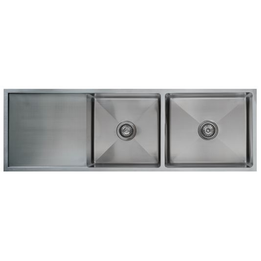 Interchange  Uptown 250 Double Bowl Sink with Drainer - 1400 X 450 X 250 Radius Corner