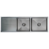 Interchange Uptown 250 Double Bowl Sink & Drainer Radius Corner - 1400 X 450 X 250