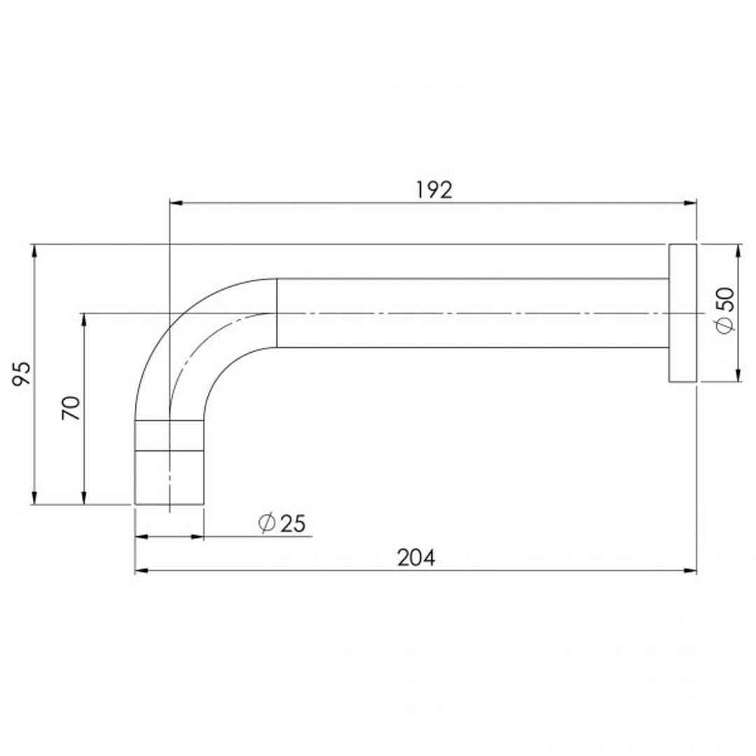 Phoenix Vivid Wall Bath Outlet 200Mm Curved - Chrome