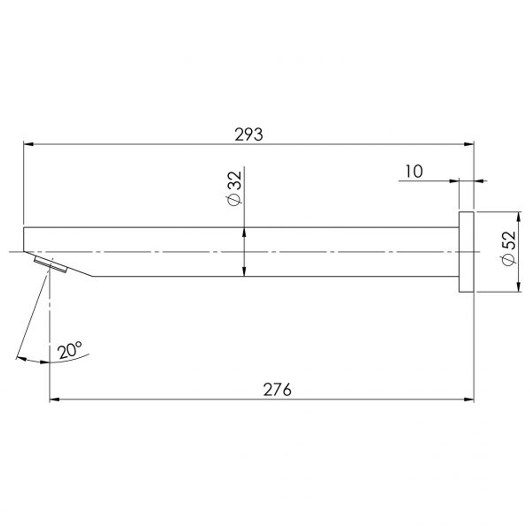 Vivid Wall Phoenix Bath Outlet 32 X 300Mm Angled - Chrome