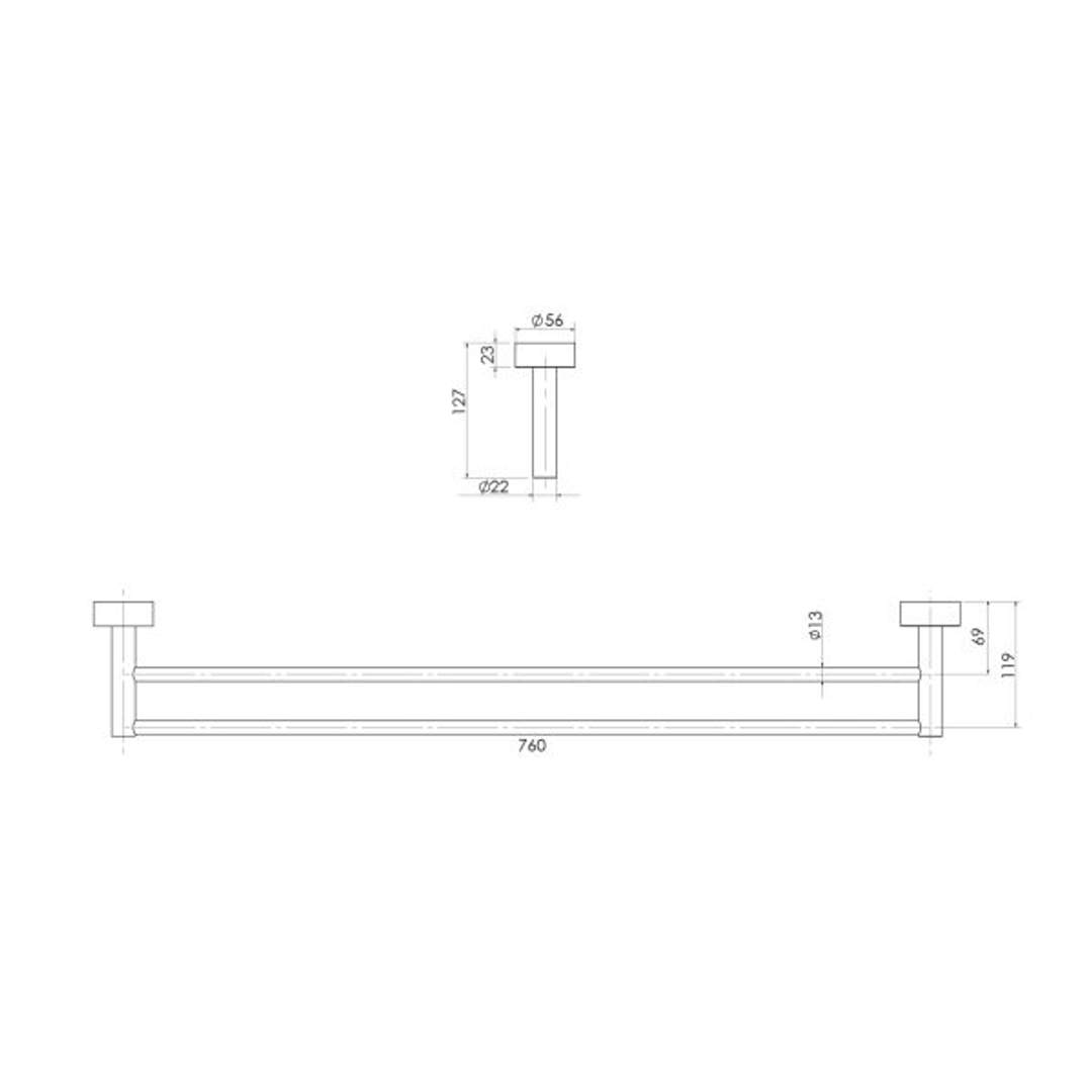 Double Phoenix Vivid Towel Rail 760mm - Chrome