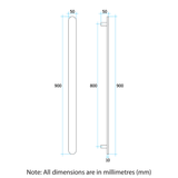 Thermorail FLAT/PILL 12VOLT BRUSHED STAINLESS VERTICAL BAR 900X50X50MM 20WATTS