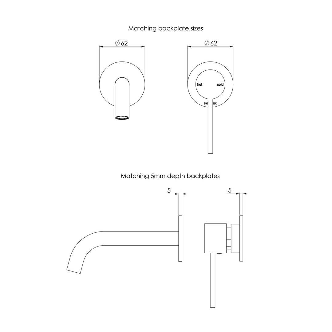 Vivid Slimline Switchmix Wall Basin/Bath Phoenix Mixer Set 60Mm Backplates - Matte Black