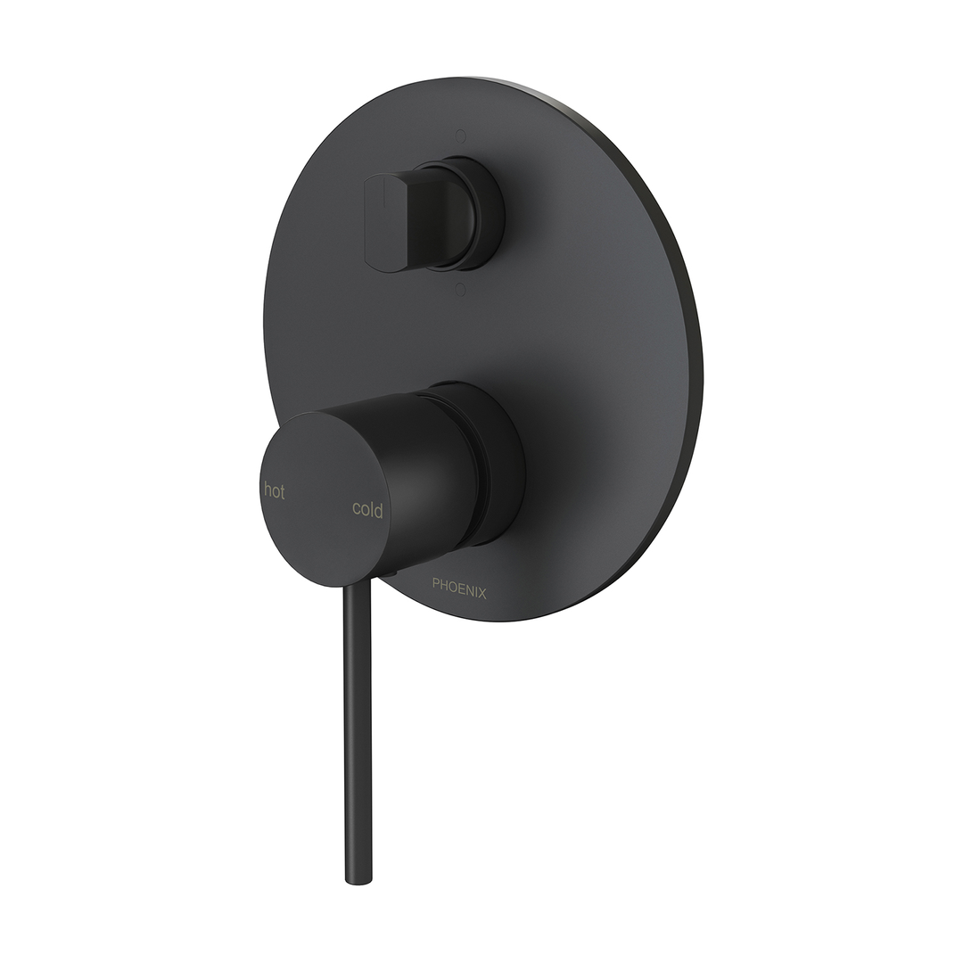 Phoenix Vivid Slimline Oval Switchmix Shower/Bath Diverter Mixer Fit Off Kit - Matte Black
