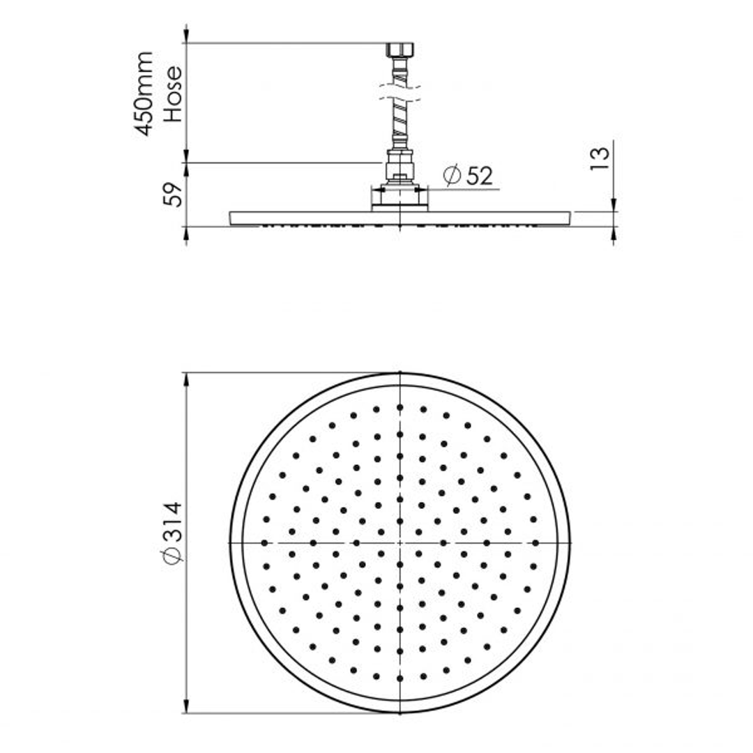 Vivid Slimline Flush Mount Ceiling Phoenix Shower 300Mm Round - Chrome
