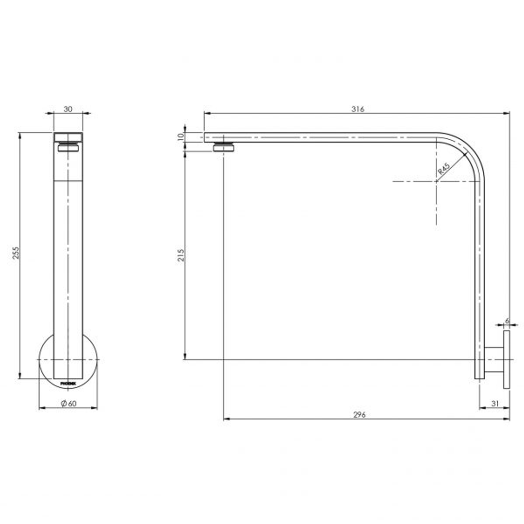 Vivid Slimline High Rise Phoenix Shower Arm Round Plate - Matte Black