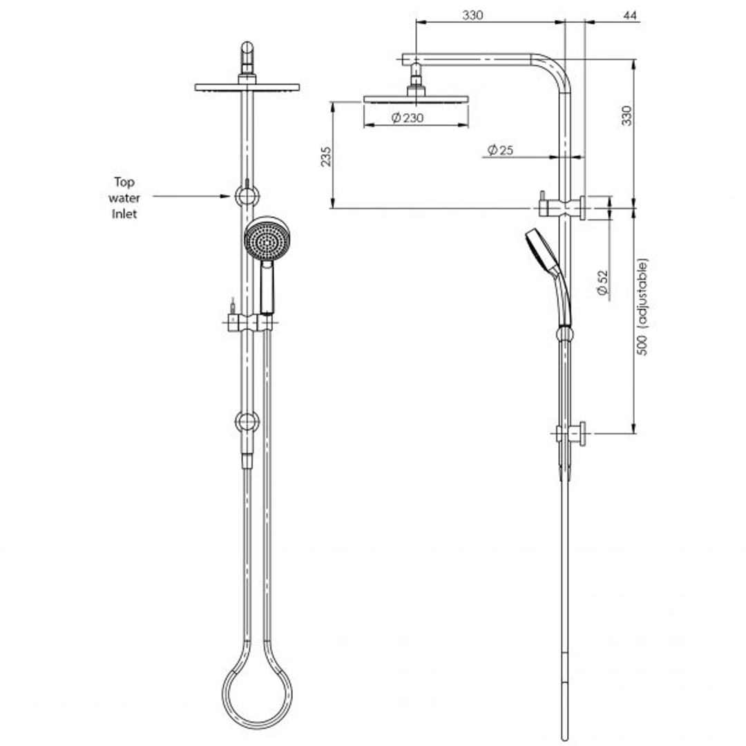 Phoenix Vivid Slimline Twin Shower - Brushed Gold