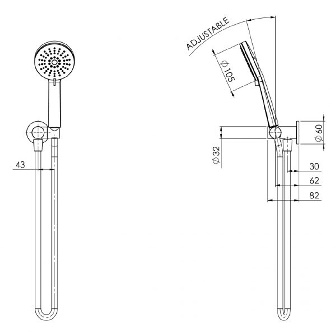 Phoenix Vivid Slimline Hand Shower - Brushed Carbon