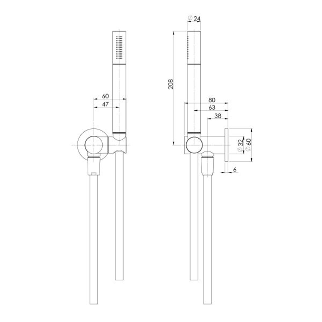 Phoenix Vivid Slimline Rail Shower - Brushed Carbon