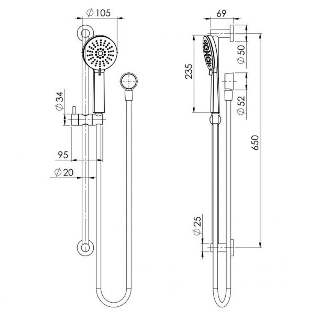Vivid Slimline Rail Phoenix Shower - Brushed Nickel