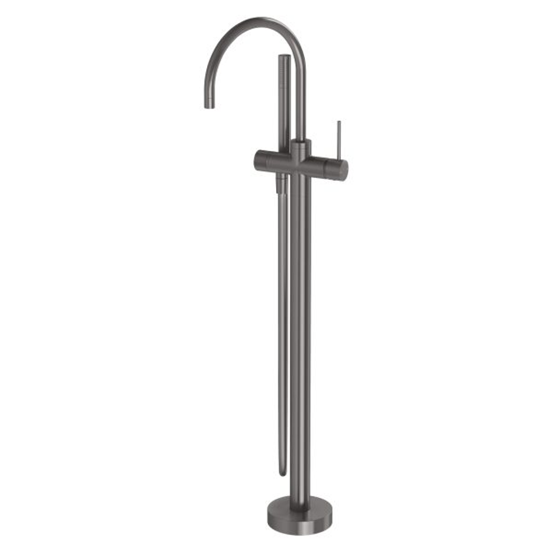 Phoenix Vivid Slimline Floor Mounted Bath Mixer With Hand Shower - Brushed Carbon