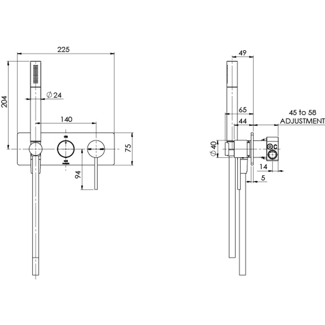 Phoenix Vivid Slimline Wall Shower System - Brushed Carbon